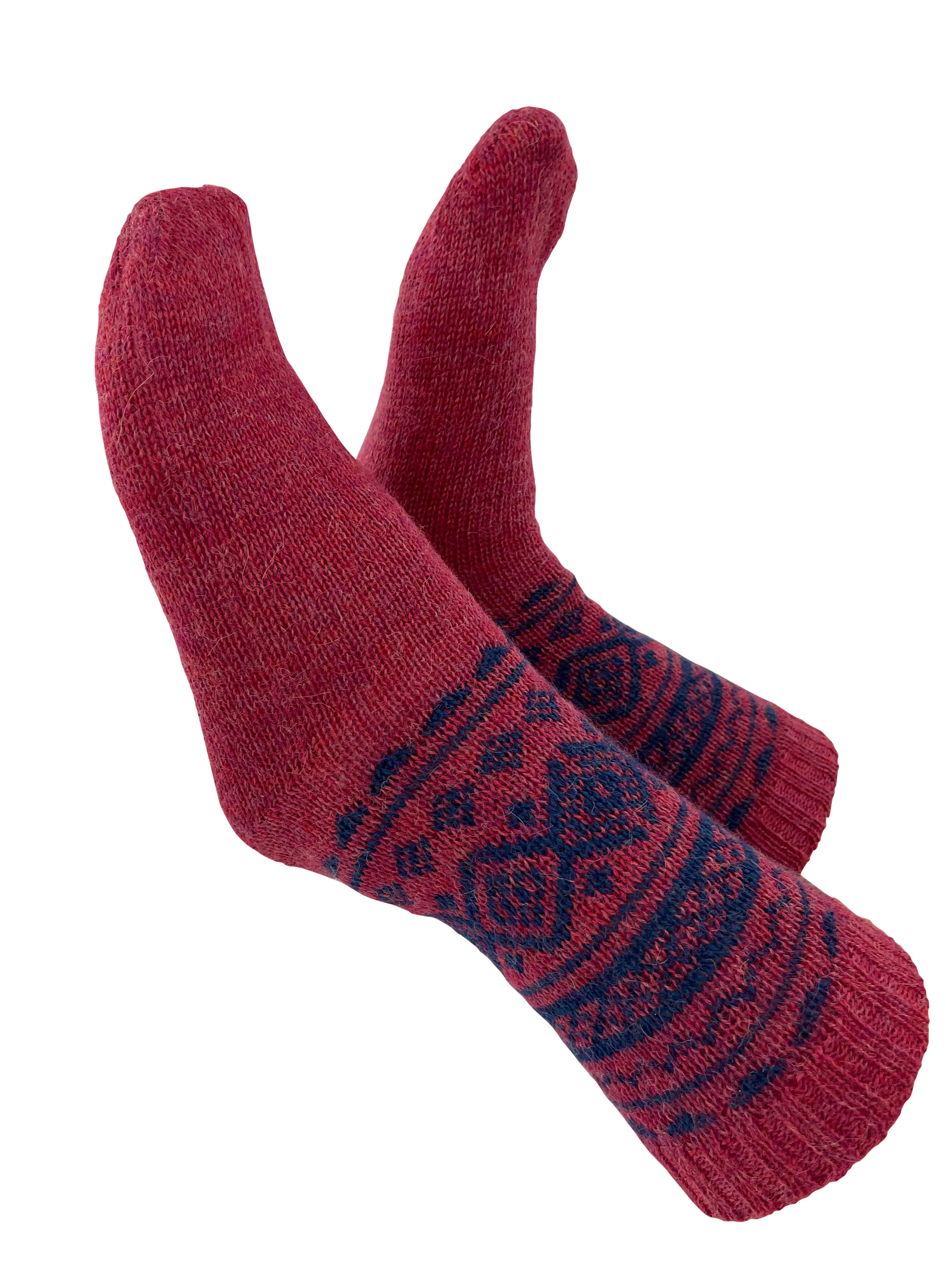 100% Alpaca Wool Casual Knit Socks (Frosted Raspberry)