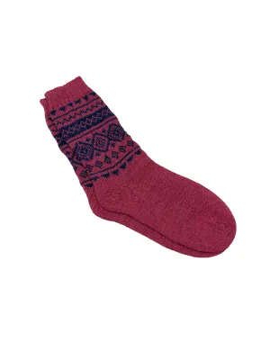 100% Alpaca Wool Casual Knit Socks (Frosted Raspberry)