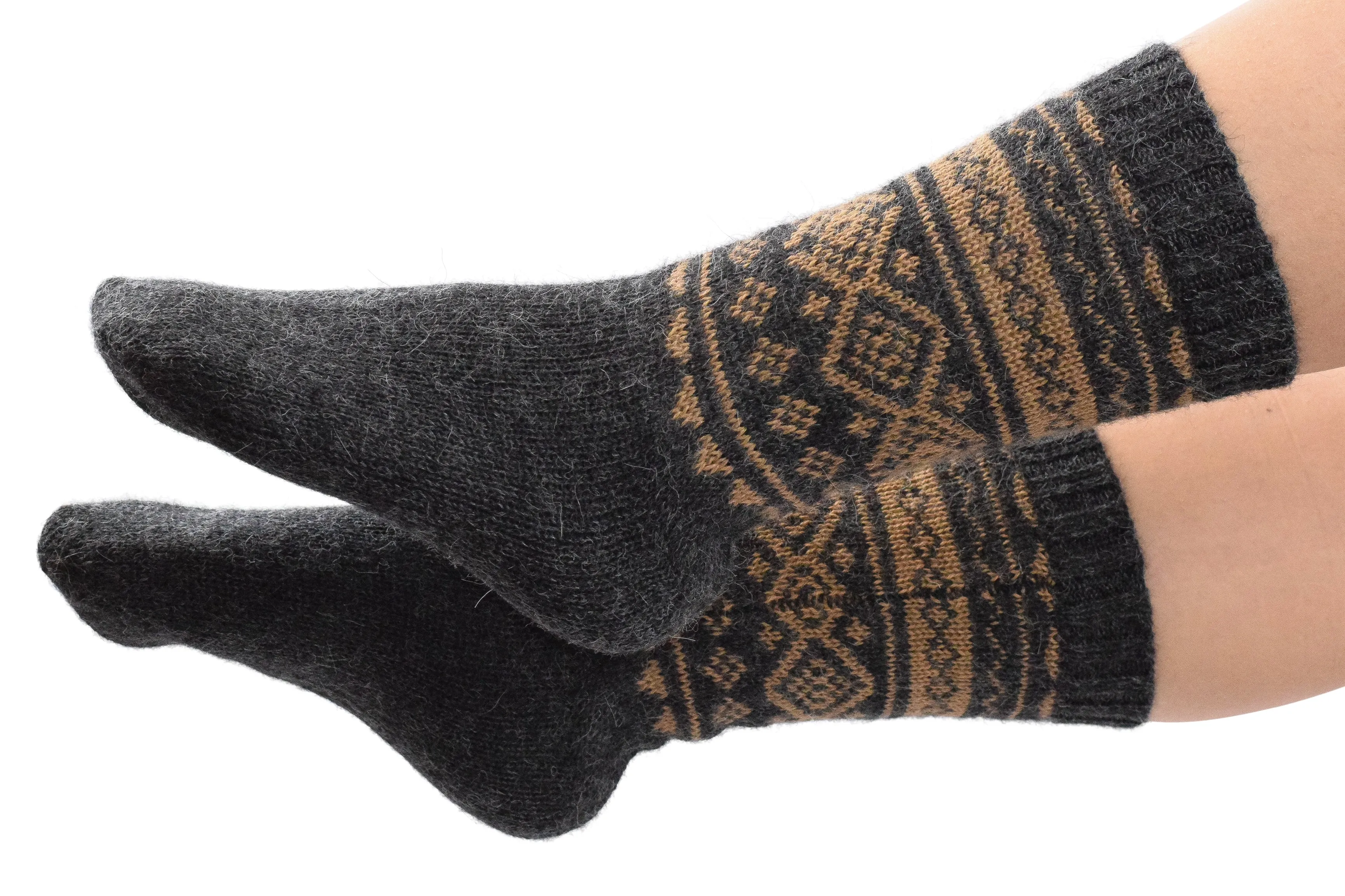 100% Alpaca Wool Casual Knit Socks (Mountain Grey)