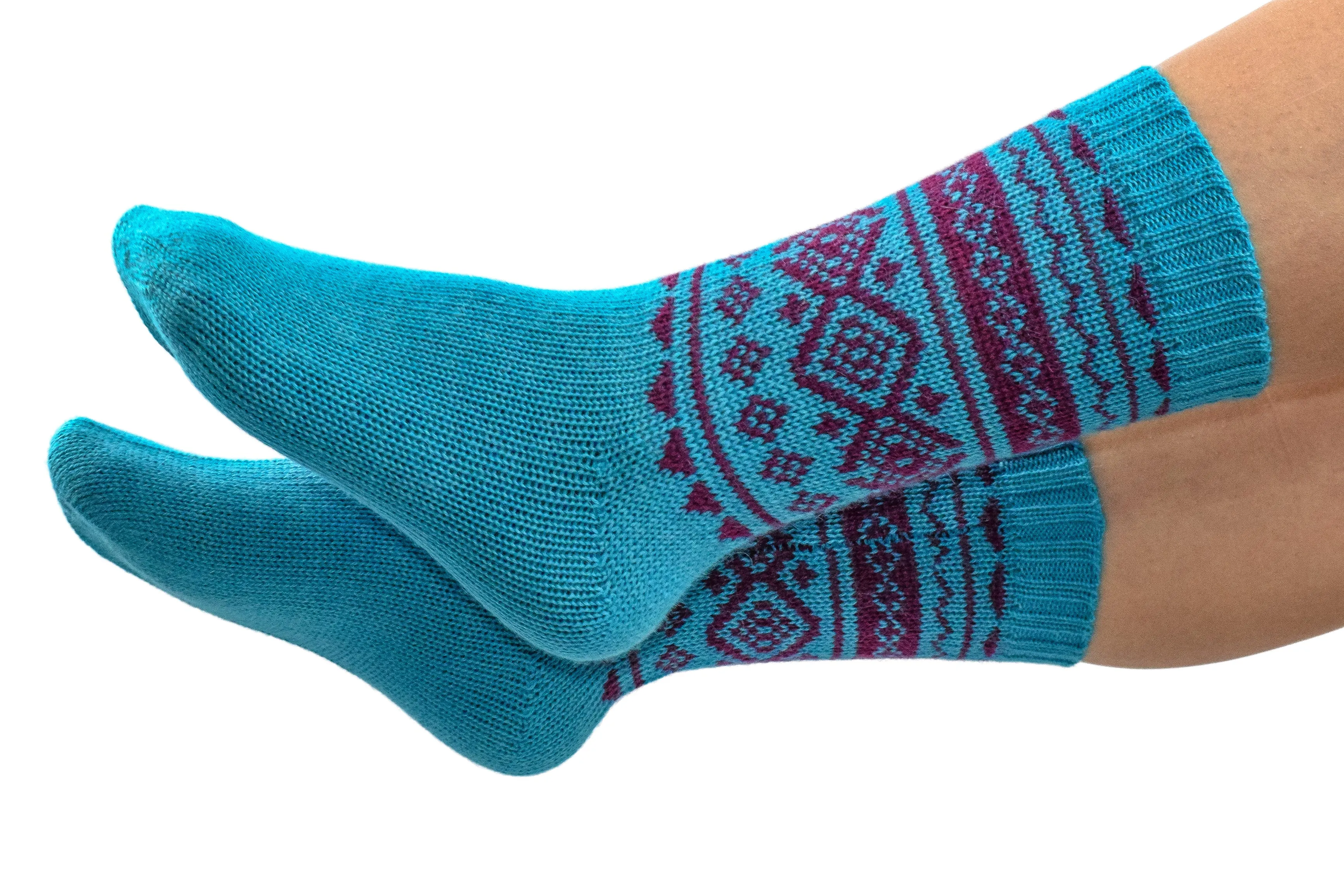 100% Alpaca Wool Casual Knit Socks (Sky Blue)