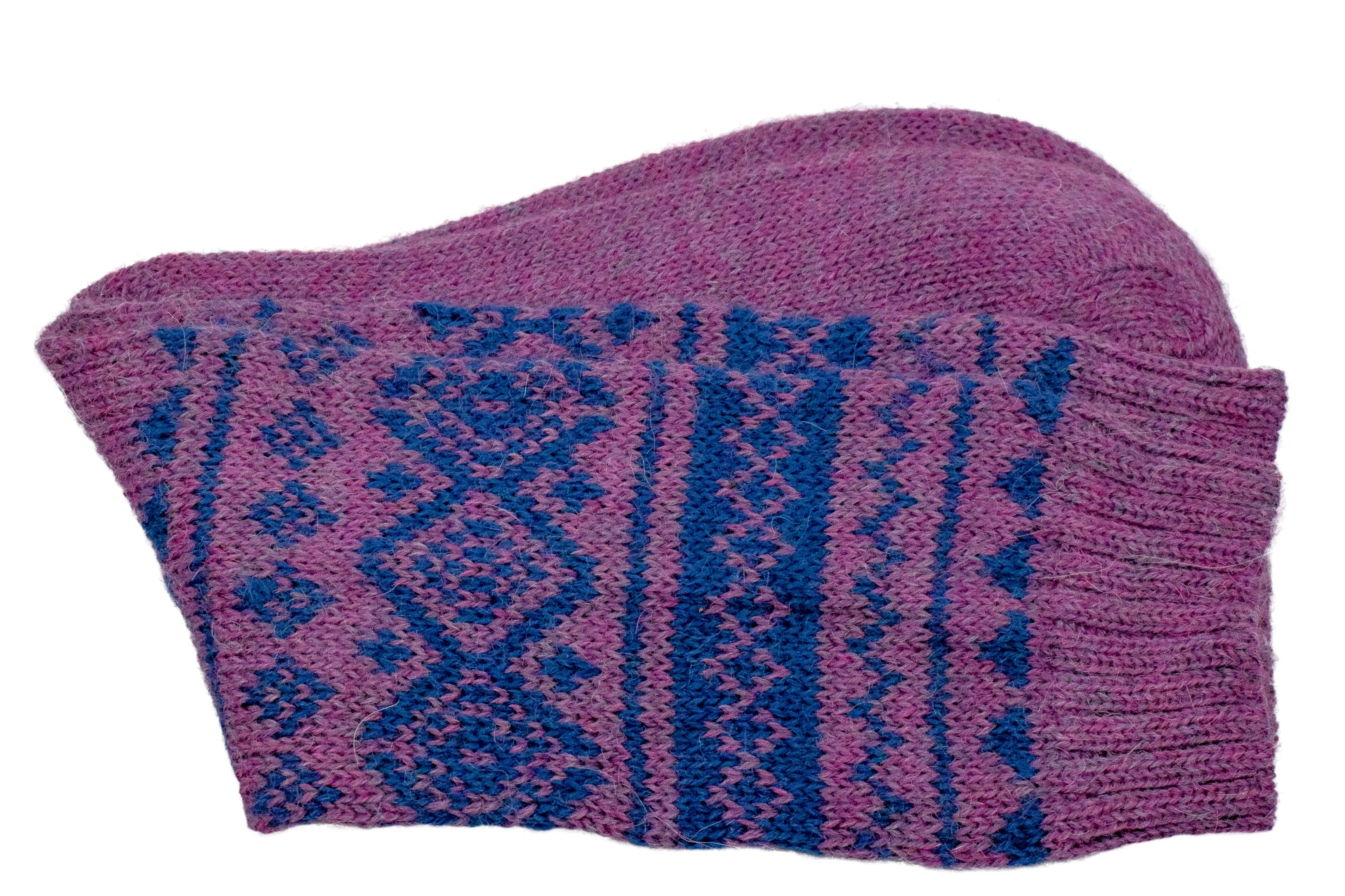 100% Alpaca Wool Casual Knit Socks (Sunset Purple)