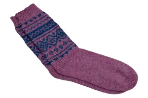 100% Alpaca Wool Casual Knit Socks (Sunset Purple)