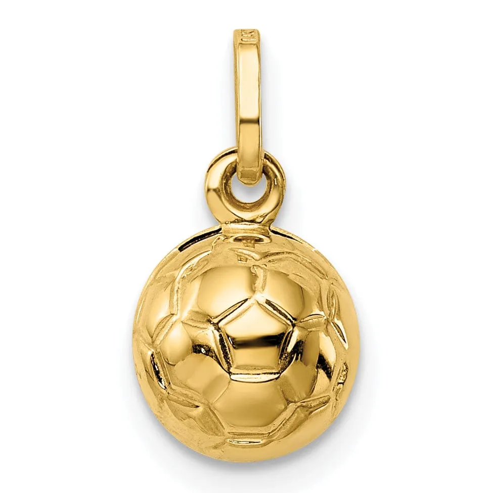 14k Yellow Gold 3-D Soccer Ball Charm Pendant