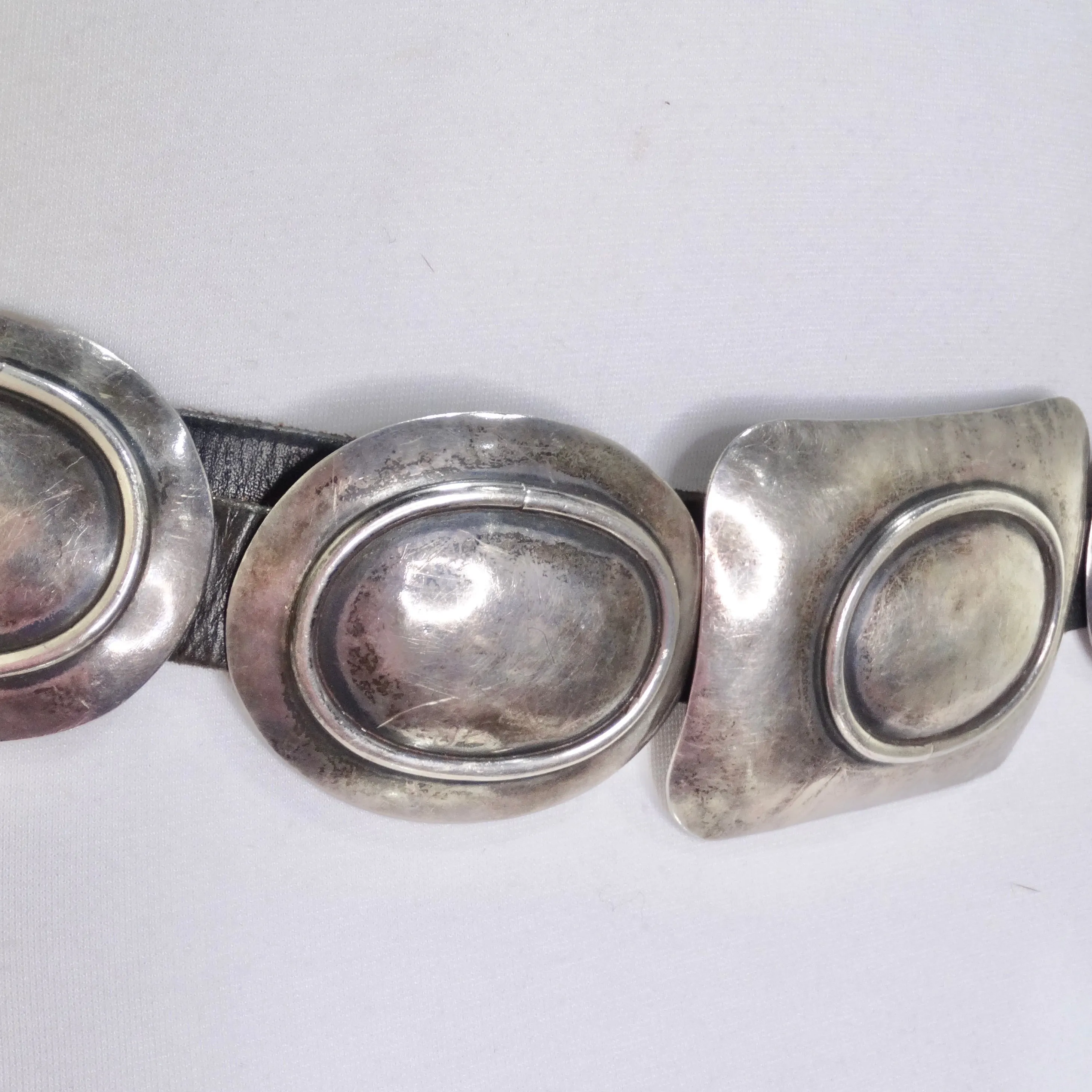 1980s Concho Silver Leather Belt