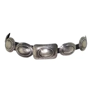 1980s Concho Silver Leather Belt