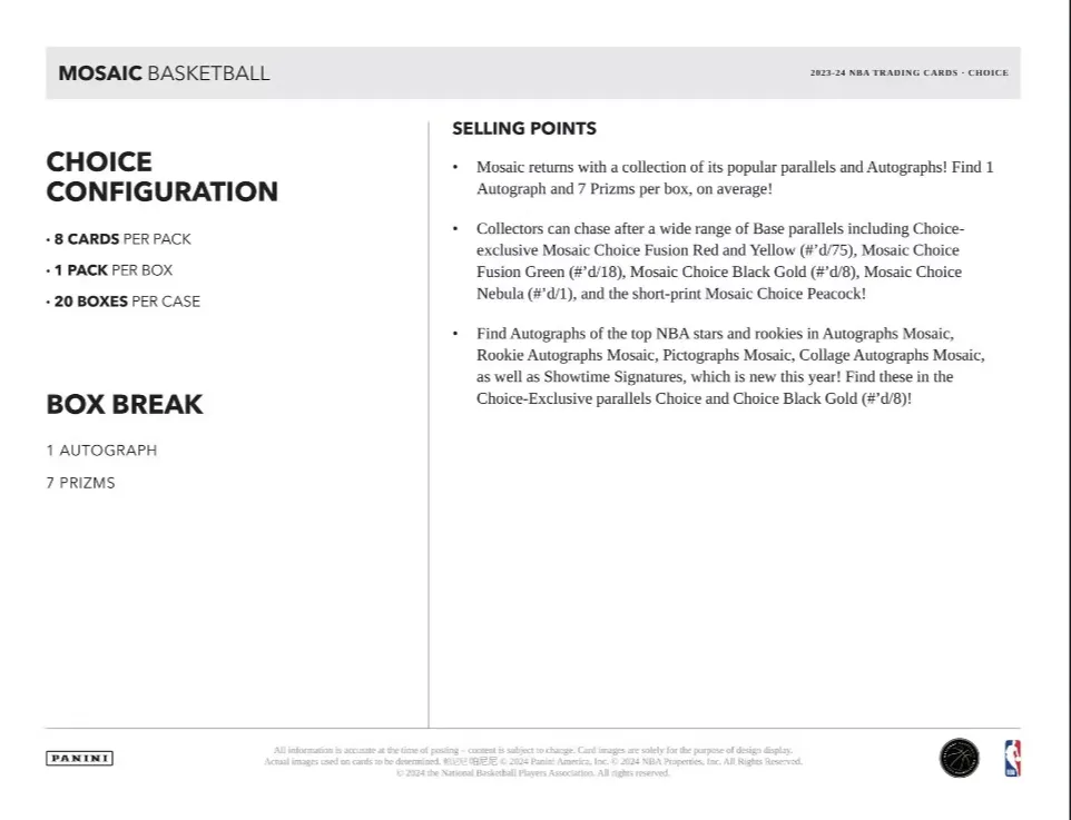 2023-24 Panini Mosaic Basketball Choice Box