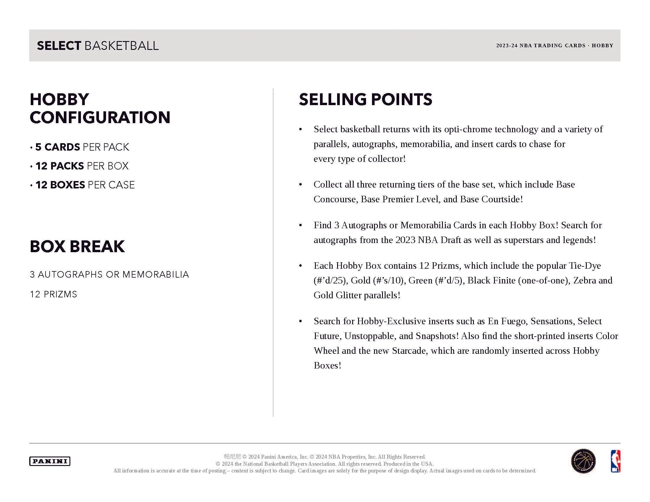2023-24 Panini Select Basketball Hobby