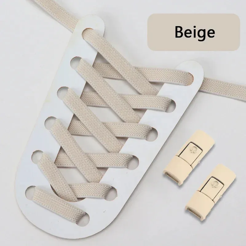 2024 No Tie Shoe Laces Press Lock Shoelaces Without Ties Elastic Laces Sneaker Kids Adult 8MM Widened Flat Shoelace for Shoes