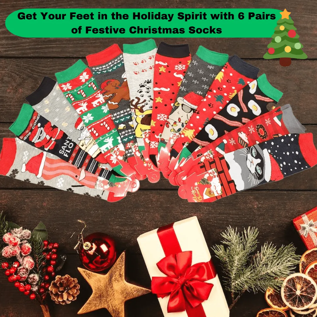6 PAIRS FESTIVE CHRISTMAS SOCKS