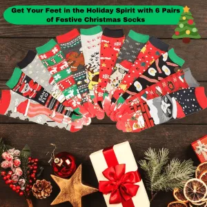 6 PAIRS FESTIVE CHRISTMAS SOCKS
