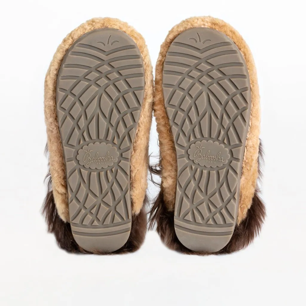Alpaca Fur Sabo Shoe in color Vanilla