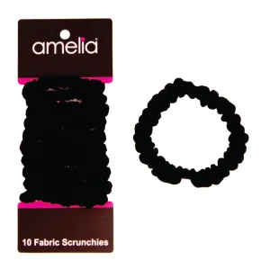 Amelia Beauty, Black Ribbed Scrunchies, 2.25in Diameter, Gentle on Hair, Strong Hold, No Snag, No Dents or Creases. 10 Pack