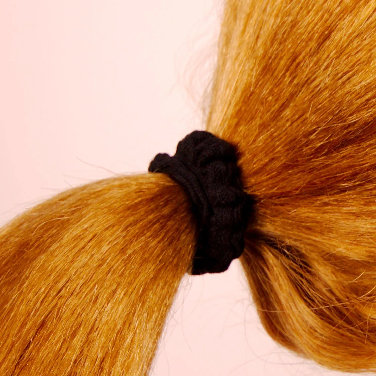 Amelia Beauty, Black Ribbed Scrunchies, 2.25in Diameter, Gentle on Hair, Strong Hold, No Snag, No Dents or Creases. 10 Pack