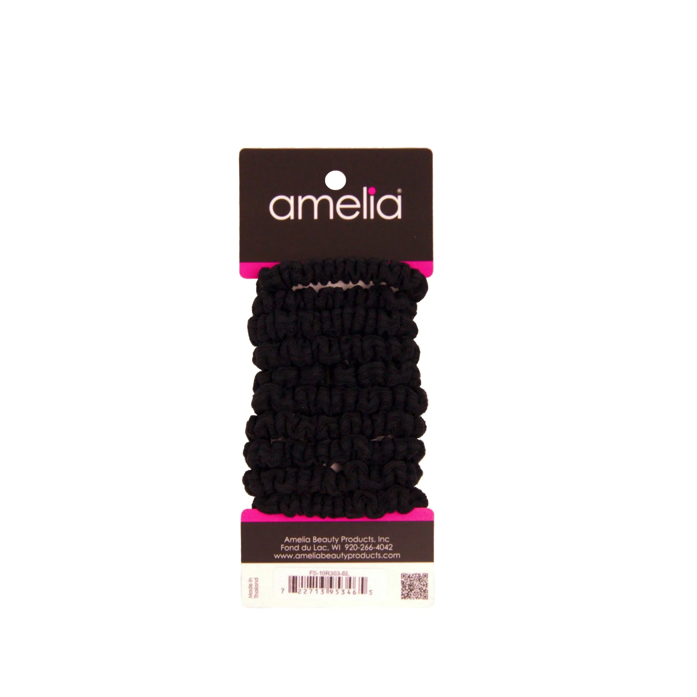 Amelia Beauty, Black Ribbed Scrunchies, 2.25in Diameter, Gentle on Hair, Strong Hold, No Snag, No Dents or Creases. 10 Pack