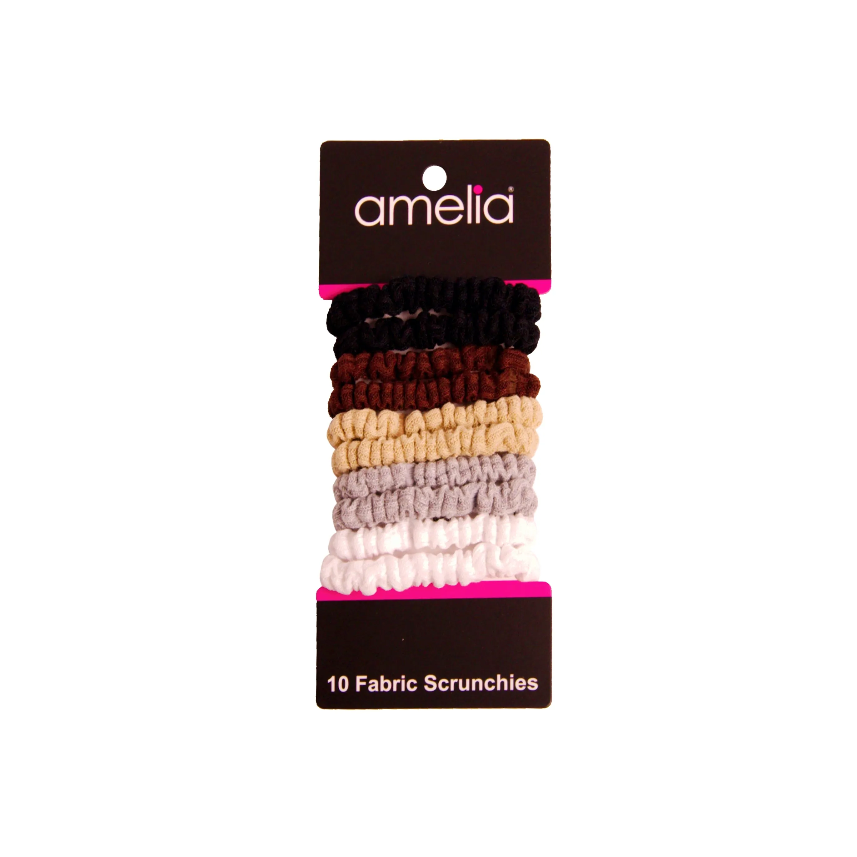 Amelia Beauty, Earth Tone Mix Ribbed Scrunchies, 2.25in Diameter, Gentle on Hair, Strong Hold, No Snag, No Dents or Creases. 10 Pack