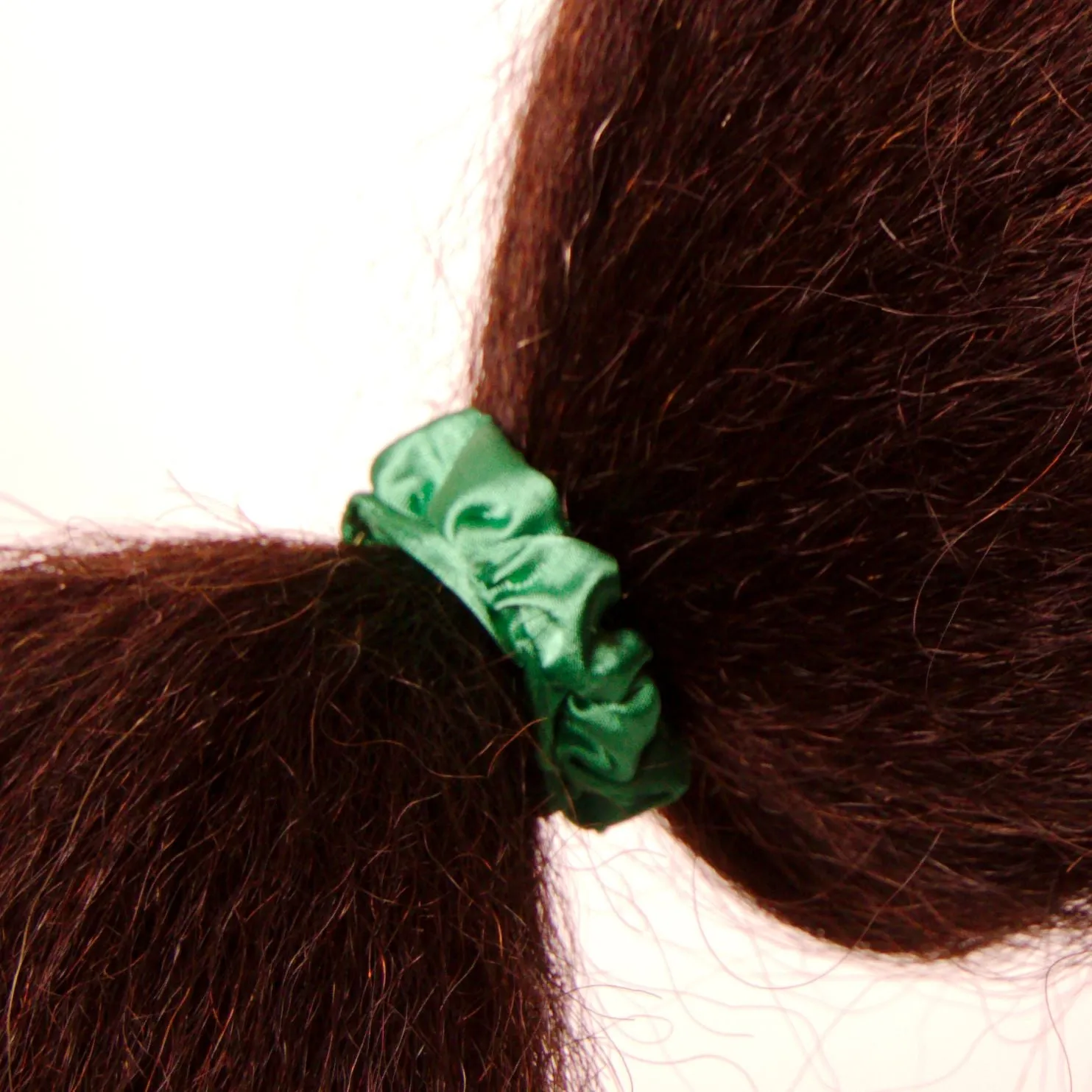 Amelia Beauty, Green Satin Scrunchies, 2.25in Diameter, Gentle on Hair, Strong Hold, No Snag, No Dents or Creases. 12 Pack