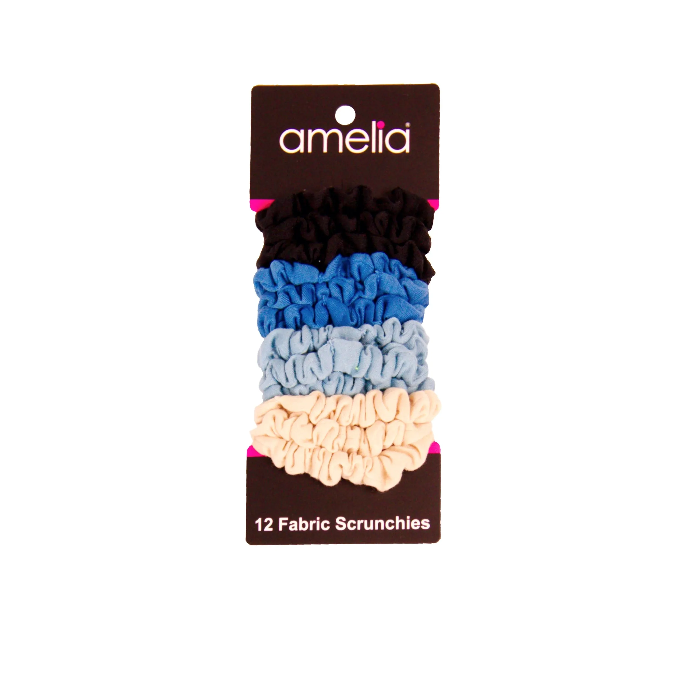 Amelia Beauty, Ocean Colors Jersey Scrunchies, 2.25in Diameter, Gentle on Hair, Strong Hold, No Snag, No Dents or Creases. 12 Pack