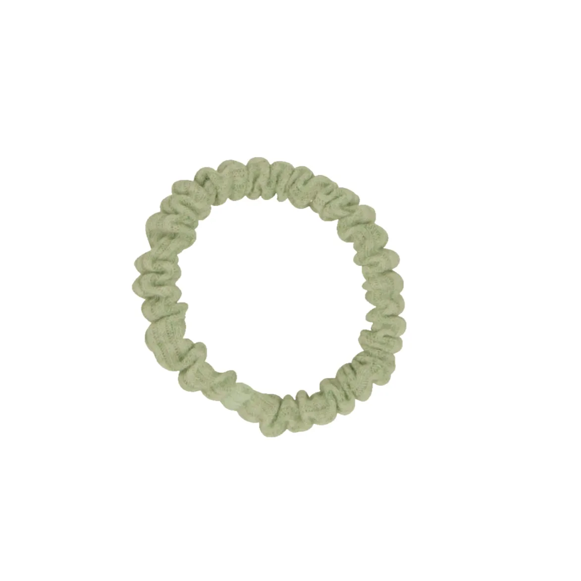 Amelia Beauty, Pastel Green Ribbed Scrunchies, 2.25in Diameter, Gentle on Hair, Strong Hold, No Snag, No Dents or Creases. 10 Pack