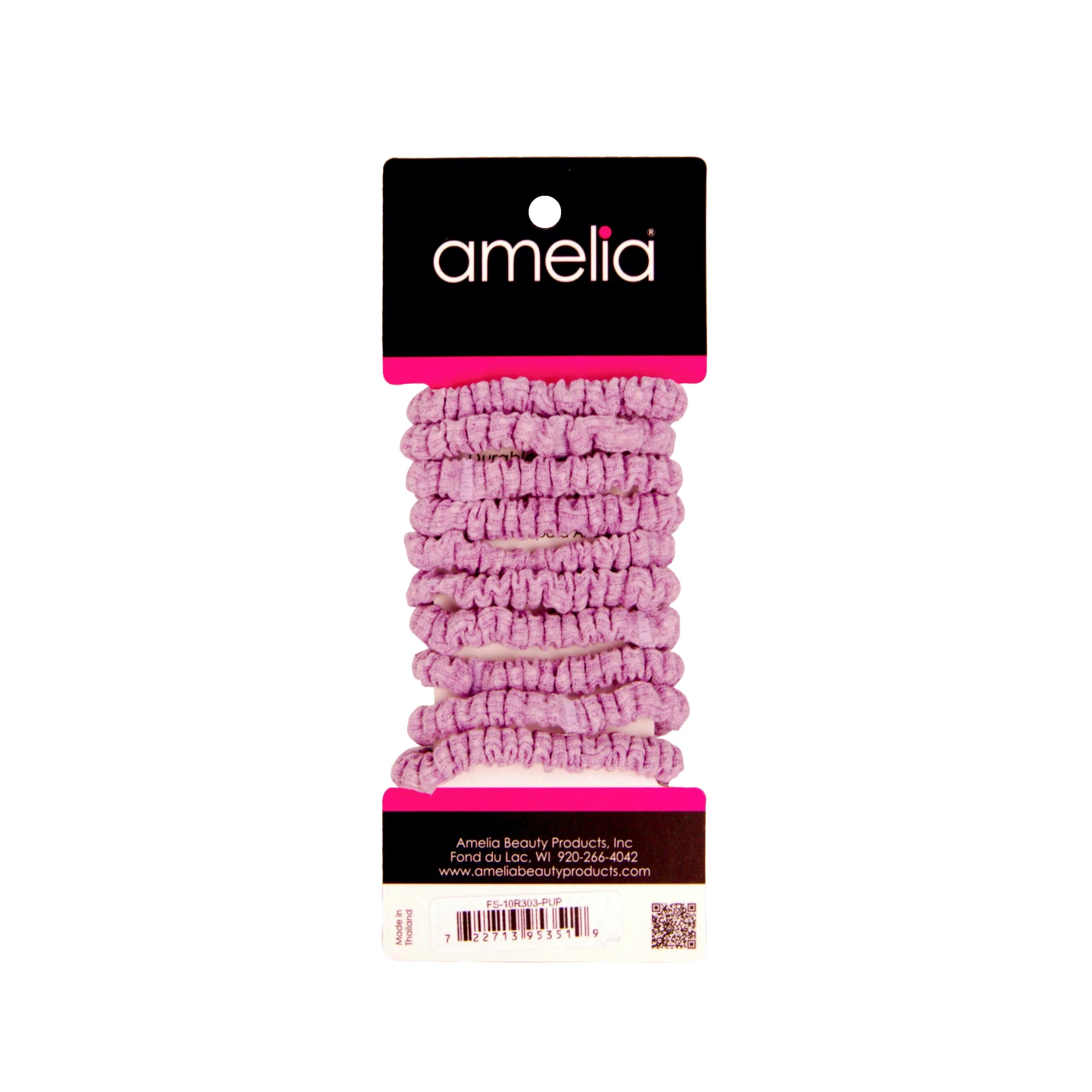 Amelia Beauty, Pastel Purple Ribbed Scrunchies, 2.25in Diameter, Gentle on Hair, Strong Hold, No Snag, No Dents or Creases. 10 Pack