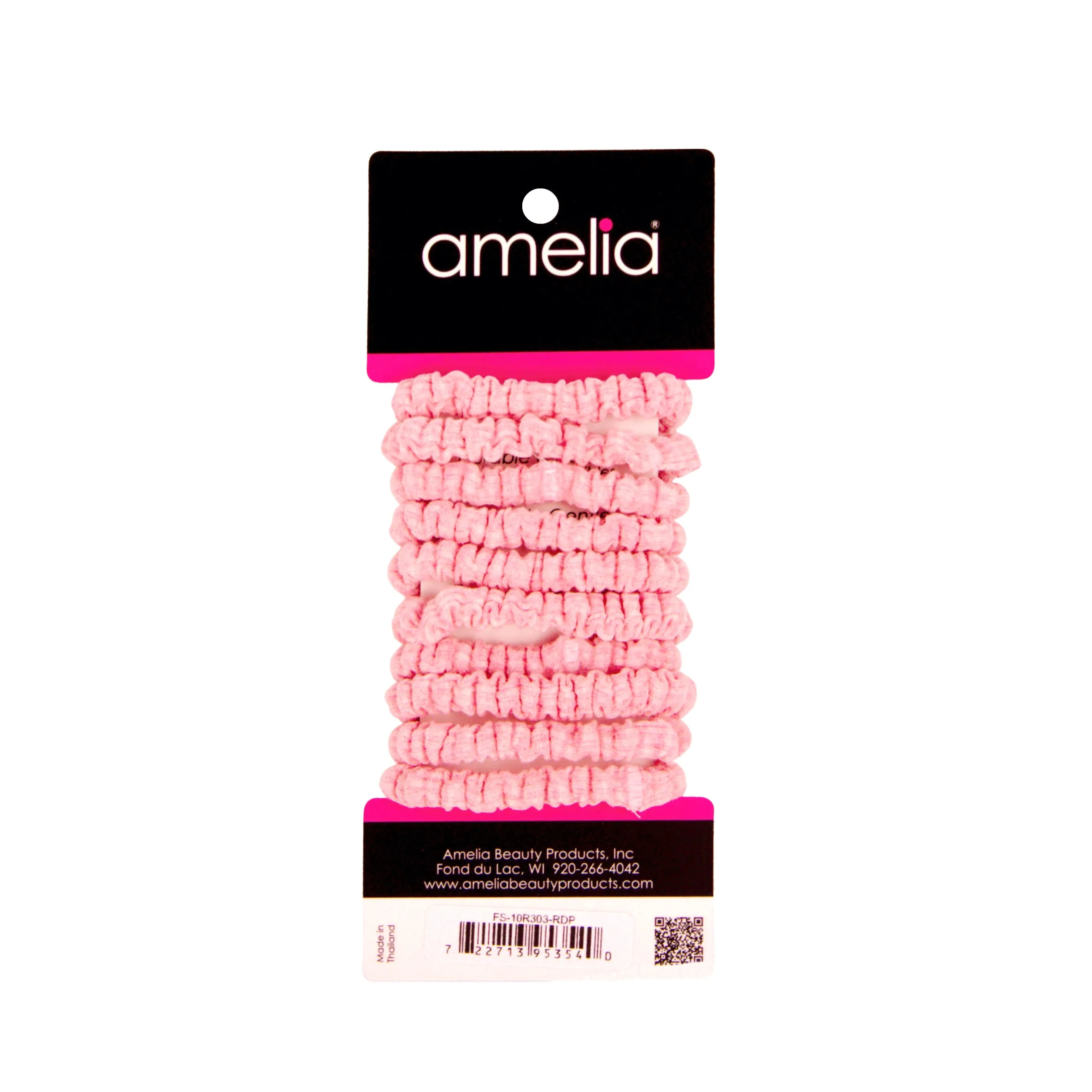 Amelia Beauty, Pastel Red Ribbed Scrunchies, 2.25in Diameter, Gentle on Hair, Strong Hold, No Snag, No Dents or Creases. 10 Pack