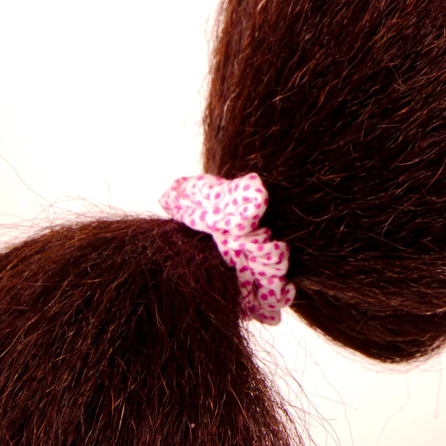 Amelia Beauty, Pink and White Polka Dot Mix Jersey Scrunchies, 2.25in Diameter, Gentle on Hair, Strong Hold, No Snag, No Dents or Creases. 12 Pack