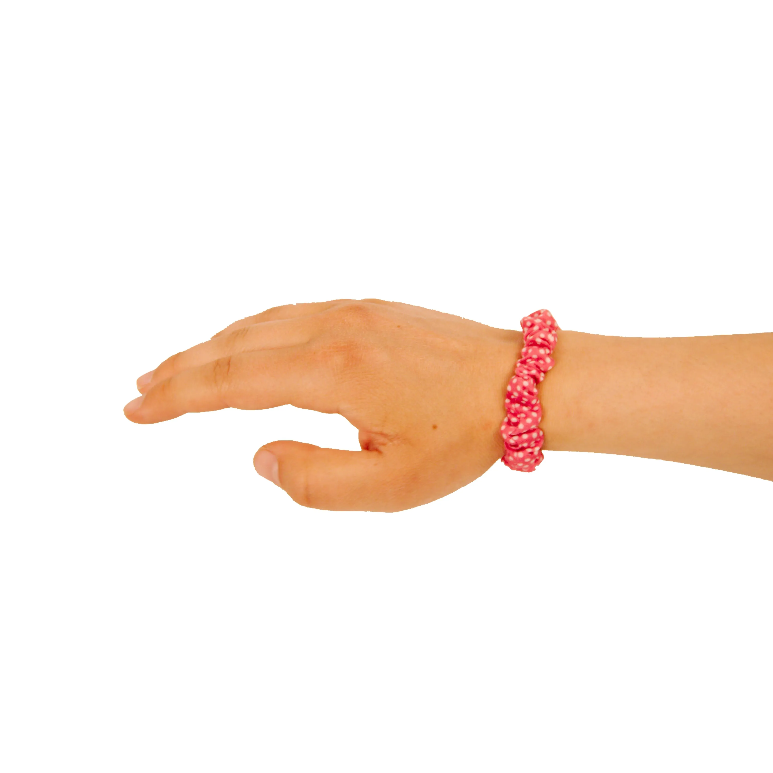 Amelia Beauty, Pink and White Polka Dot Mix Jersey Scrunchies, 2.25in Diameter, Gentle on Hair, Strong Hold, No Snag, No Dents or Creases. 12 Pack