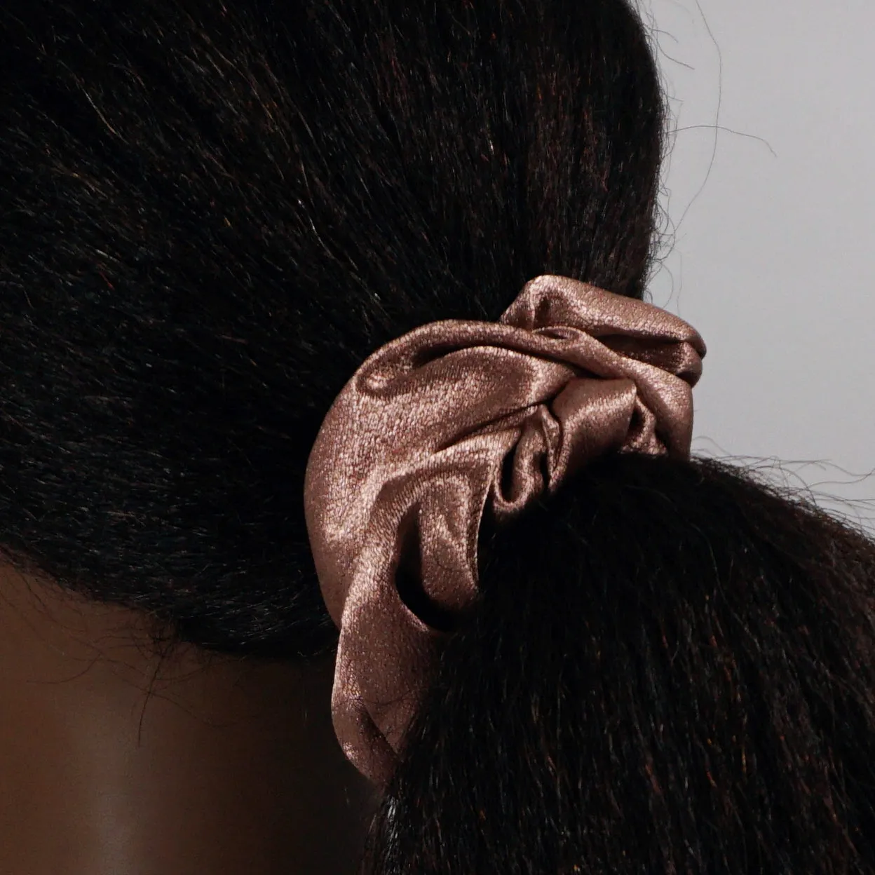 Amelia Beauty Products, Brown Imitation Silk Scrunchies, 4.5in Diameter, Gentle on Hair, Strong Hold, No Snag, No Dents or Creases. 6 Pack