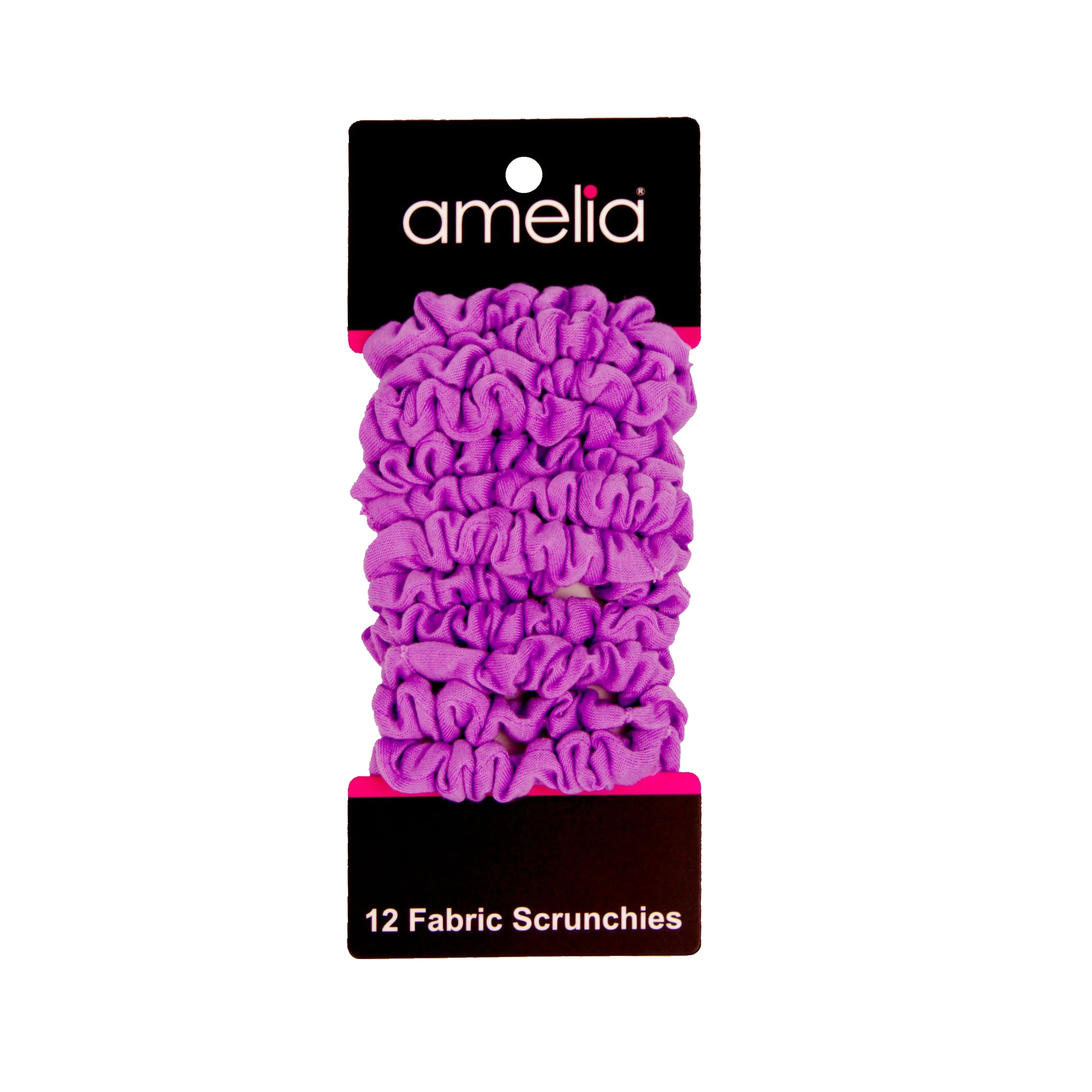 Amelia Beauty, Purple Jersey Scrunchies, 2.25in Diameter, Gentle on Hair, Strong Hold, No Snag, No Dents or Creases. 12 Pack