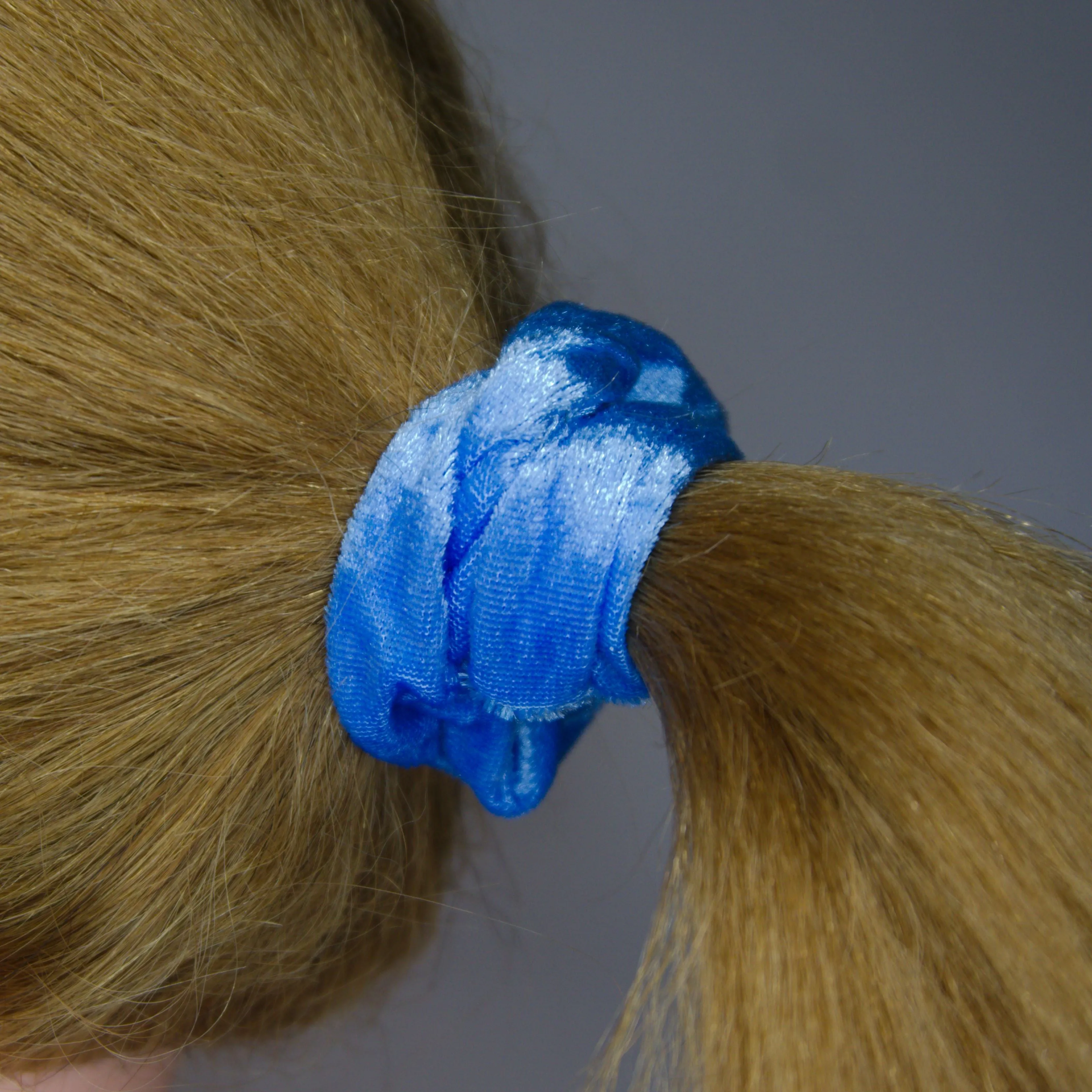 Amelia Beauty, Sky Blue Velvet Scrunchies, 3.5in Diameter, Gentle on Hair, Strong Hold, No Snag, No Dents or Creases. 8 Pack