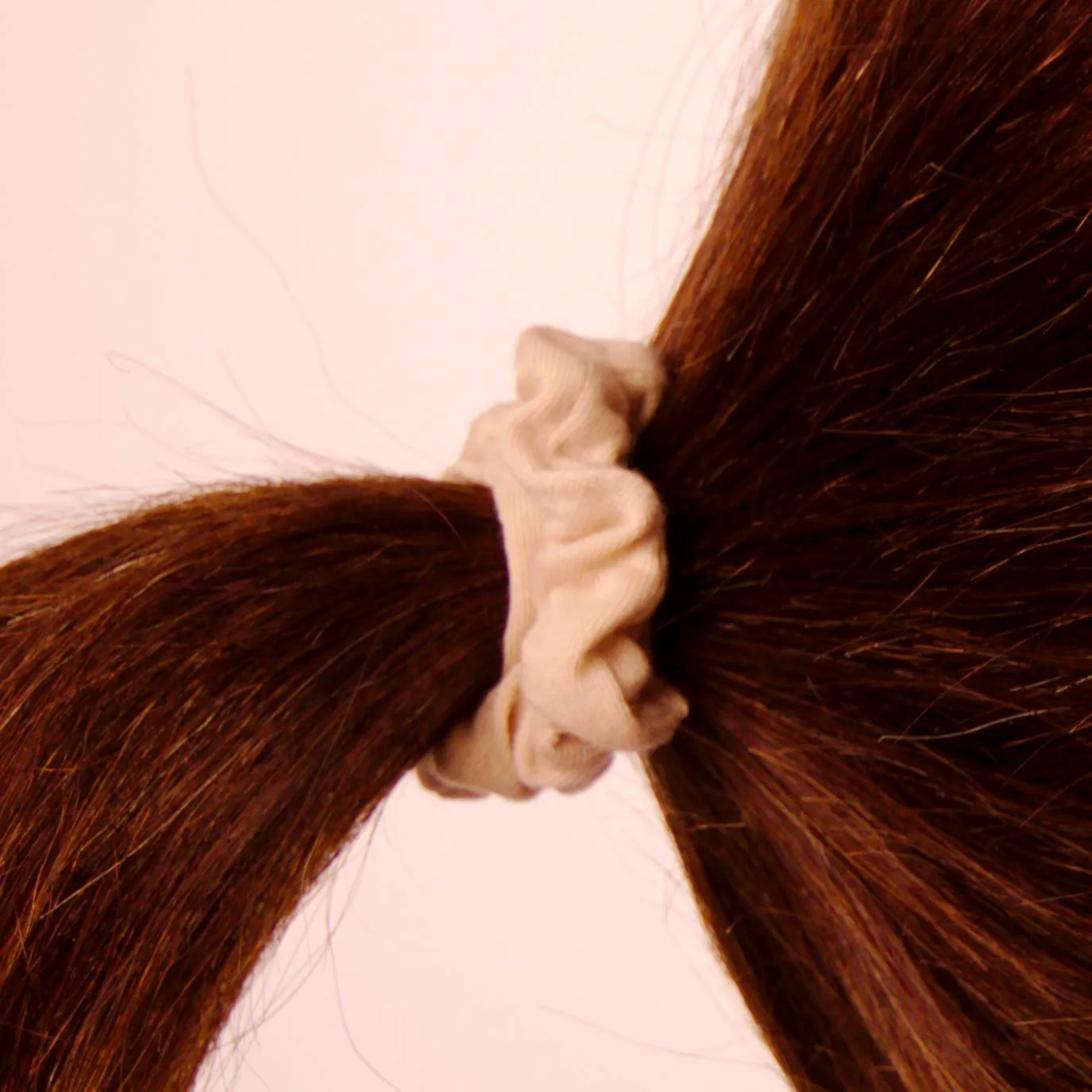 Amelia Beauty, Tan Jersey Scrunchies, 2.25in Diameter, Gentle on Hair, Strong Hold, No Snag, No Dents or Creases. 12 Pack