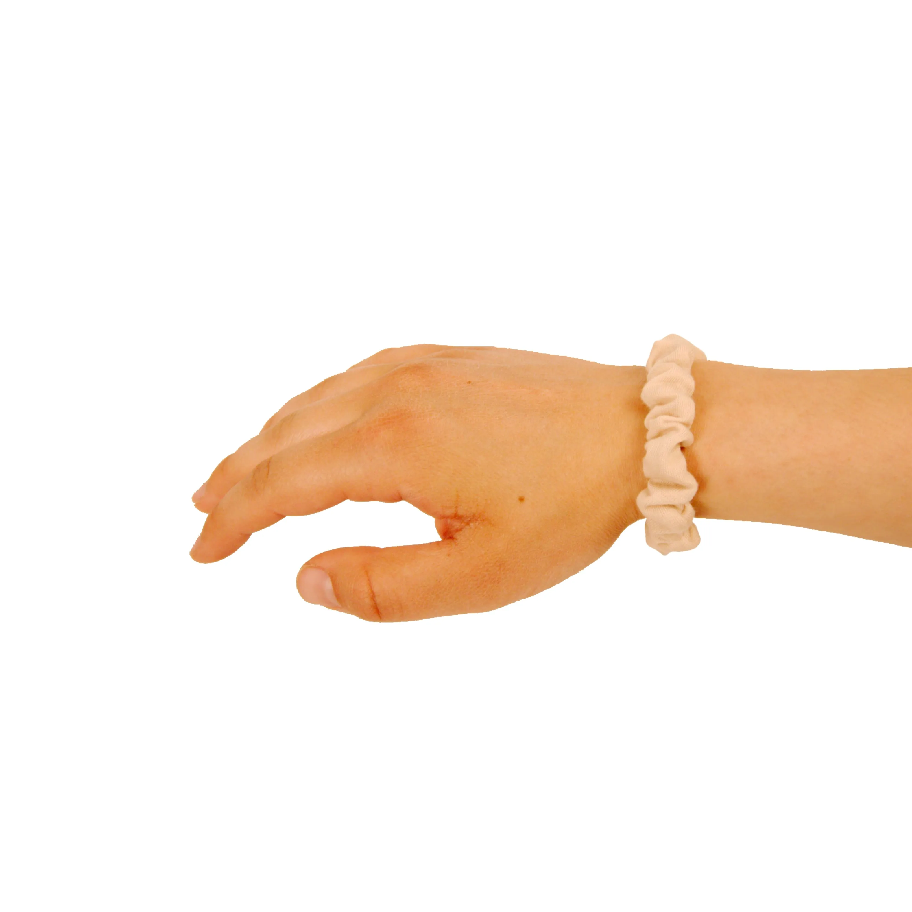 Amelia Beauty, Tan Jersey Scrunchies, 2.25in Diameter, Gentle on Hair, Strong Hold, No Snag, No Dents or Creases. 12 Pack