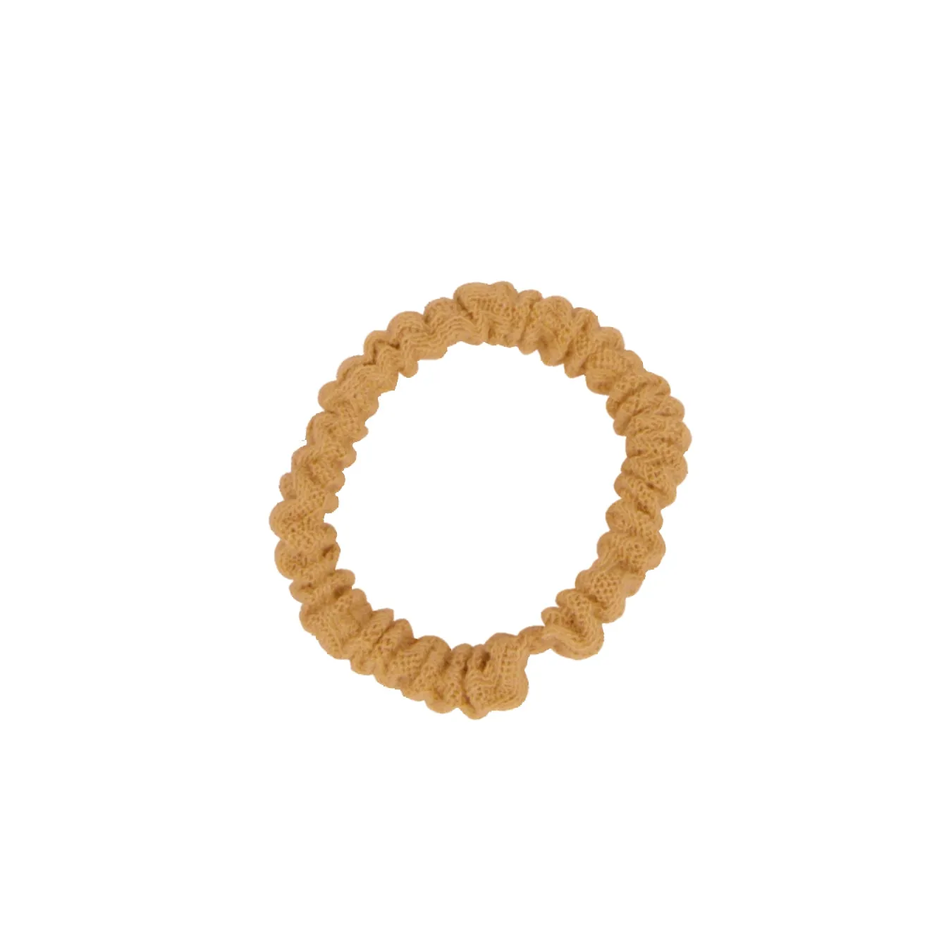 Amelia Beauty, Tan Ribbed Scrunchies, 2.25in Diameter, Gentle on Hair, Strong Hold, No Snag, No Dents or Creases. 10 Pack