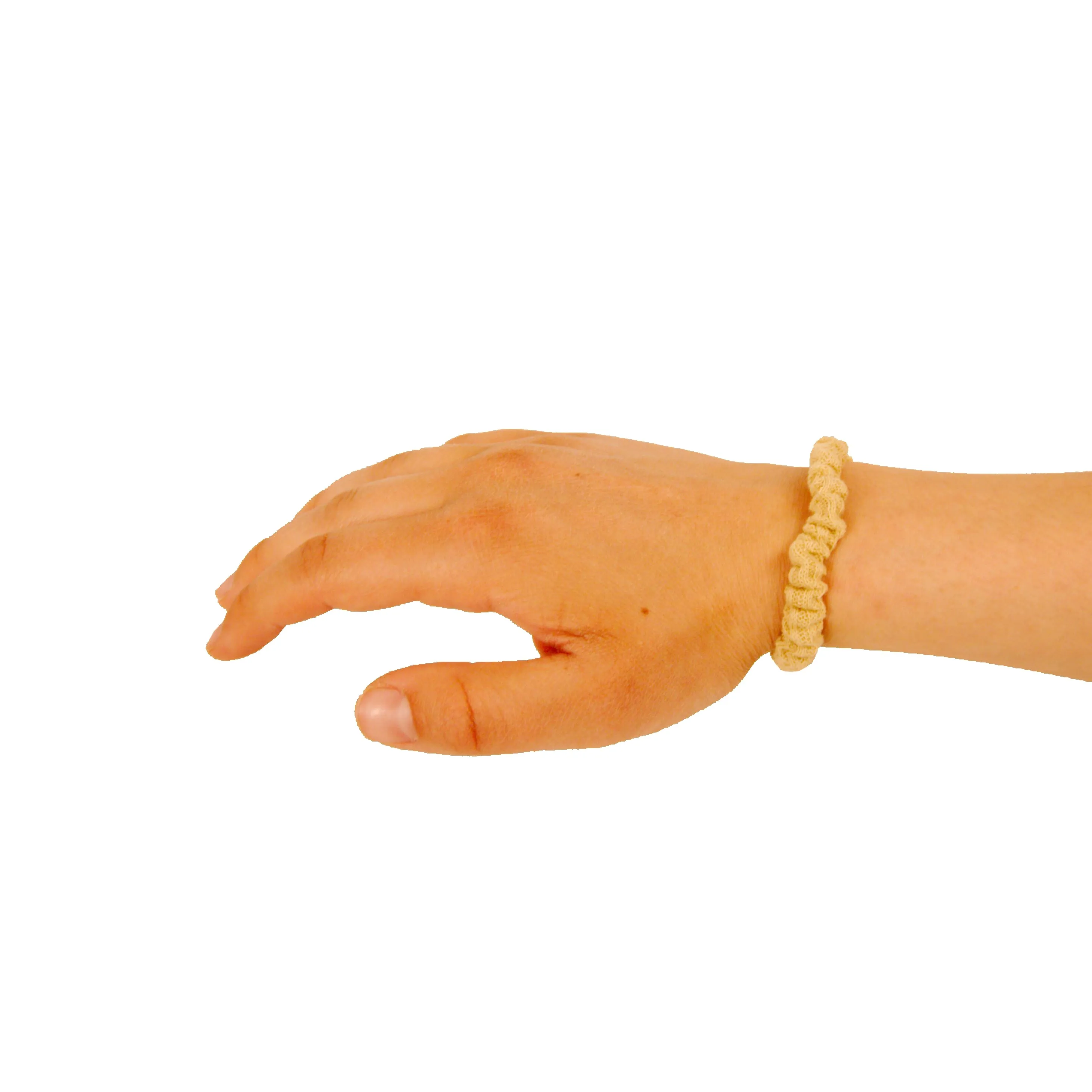 Amelia Beauty, Tan Ribbed Scrunchies, 2.25in Diameter, Gentle on Hair, Strong Hold, No Snag, No Dents or Creases. 10 Pack