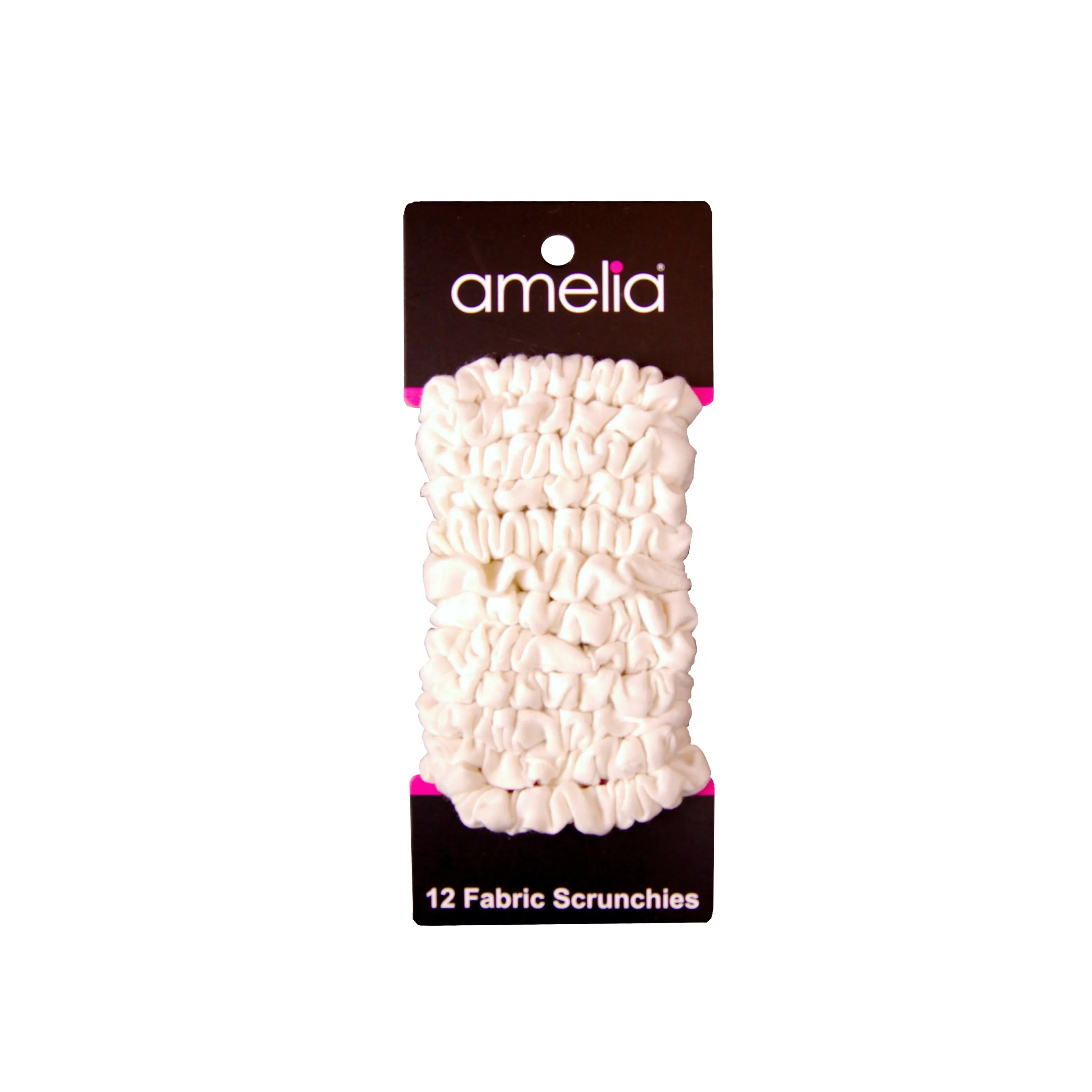 Amelia Beauty, White Jersey Scrunchies, 2.25in Diameter, Gentle on Hair, Strong Hold, No Snag, No Dents or Creases. 12 Pack