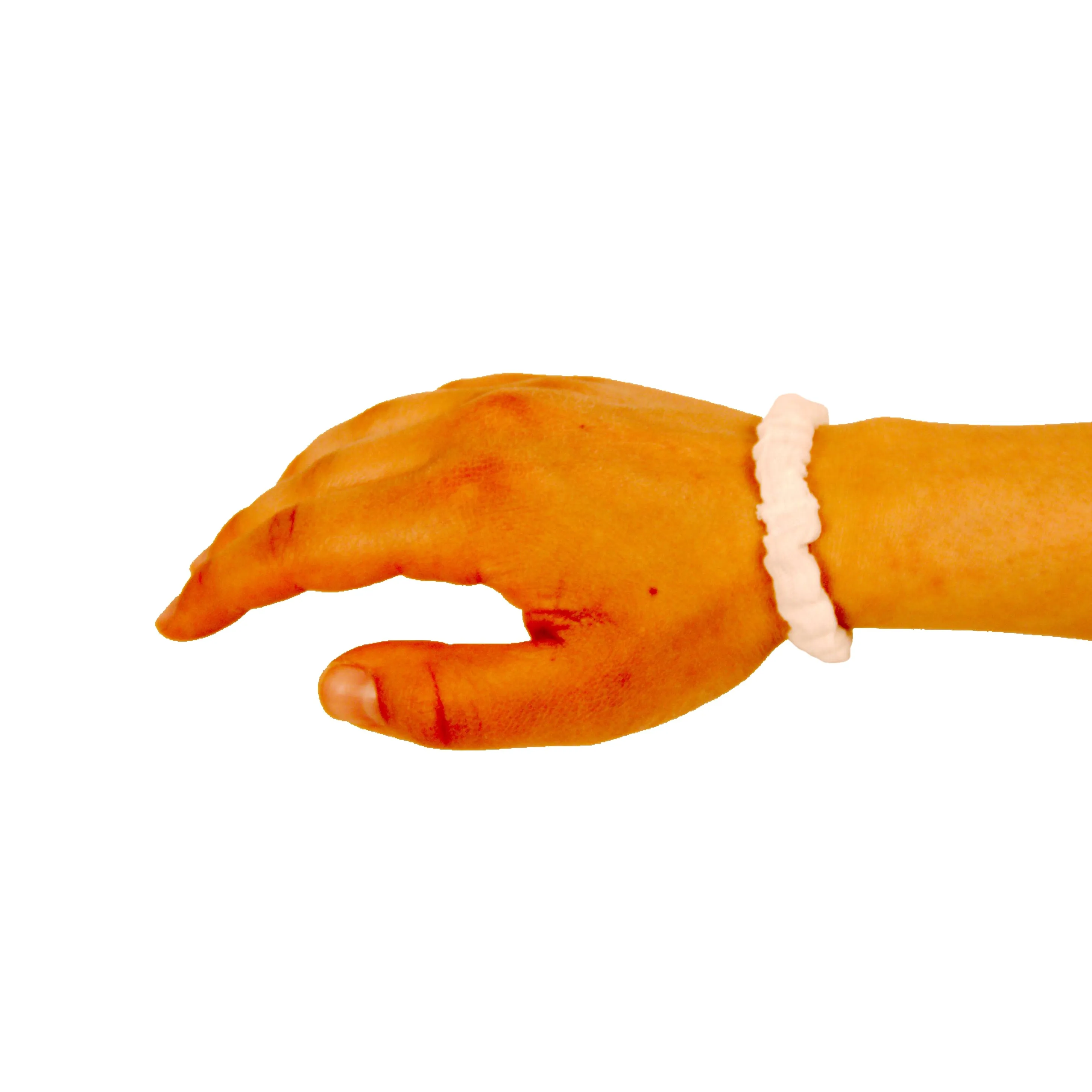 Amelia Beauty, White Ribbed Scrunchies, 2.25in Diameter, Gentle on Hair, Strong Hold, No Snag, No Dents or Creases. 10 Pack