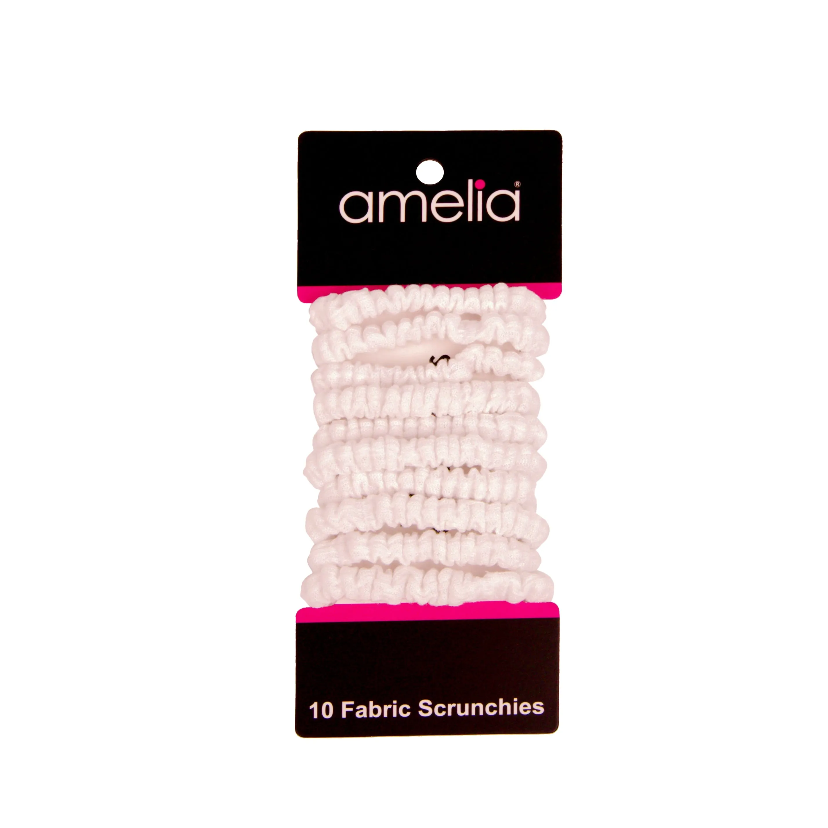 Amelia Beauty, White Ribbed Scrunchies, 2.25in Diameter, Gentle on Hair, Strong Hold, No Snag, No Dents or Creases. 10 Pack