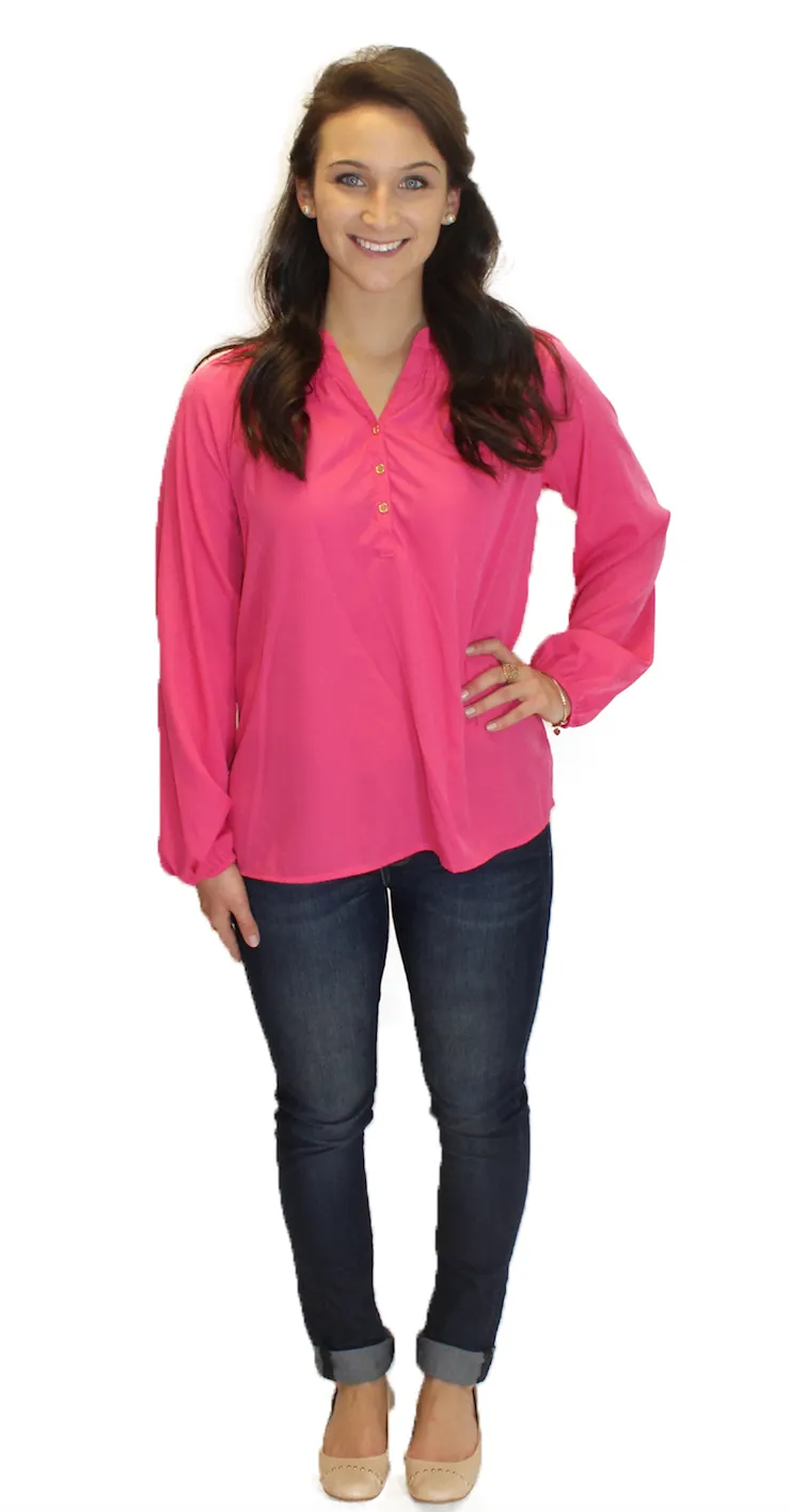 Amelia Long Sleeve Blouse - Pink