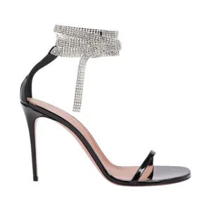 Amina Muaddi Shoes, Crystal-Embellished Patent Leather Sandals (size 39.5)
