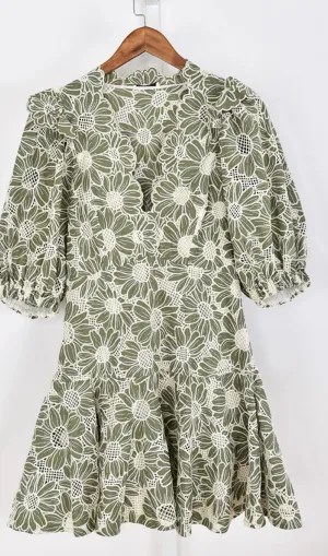 ANUNCIACION EMBROIDERED COTTON LACE DRESS