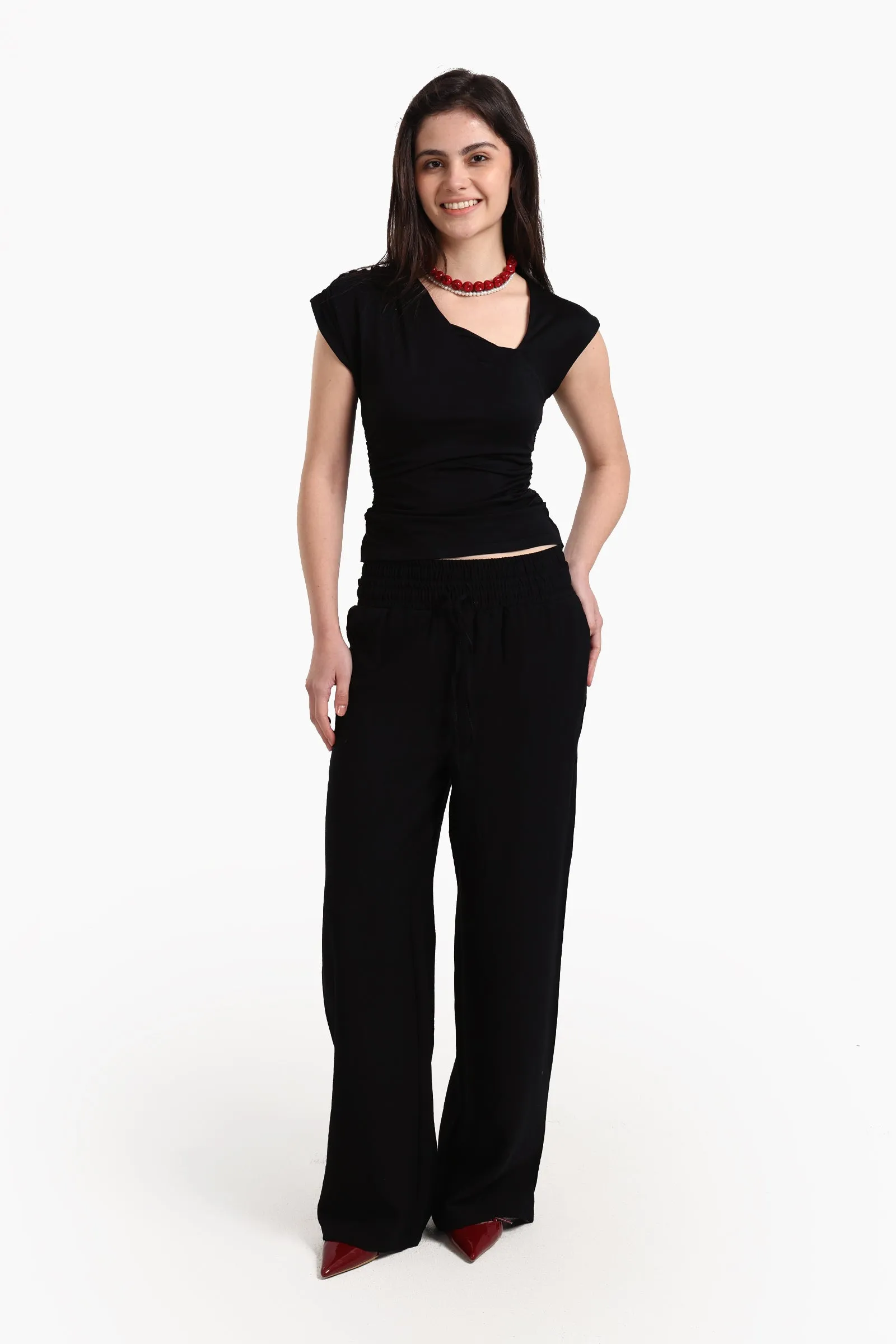 Asymmetric V-Neck Top