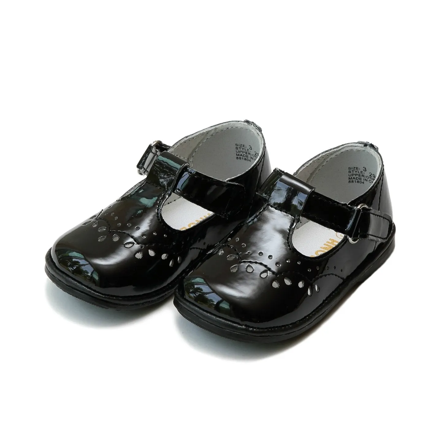 BIRDIE BLACK PATENT T-STRAP