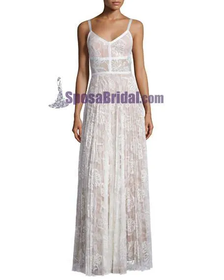 Blue Lace Sexy Popular Prom Dresses, Fashion Party Dress, Spaghetti Straps Prom Dress,  PD0420