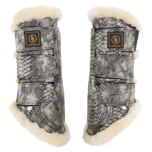 BR majestic shine faux fur silver croc boots- 1 small