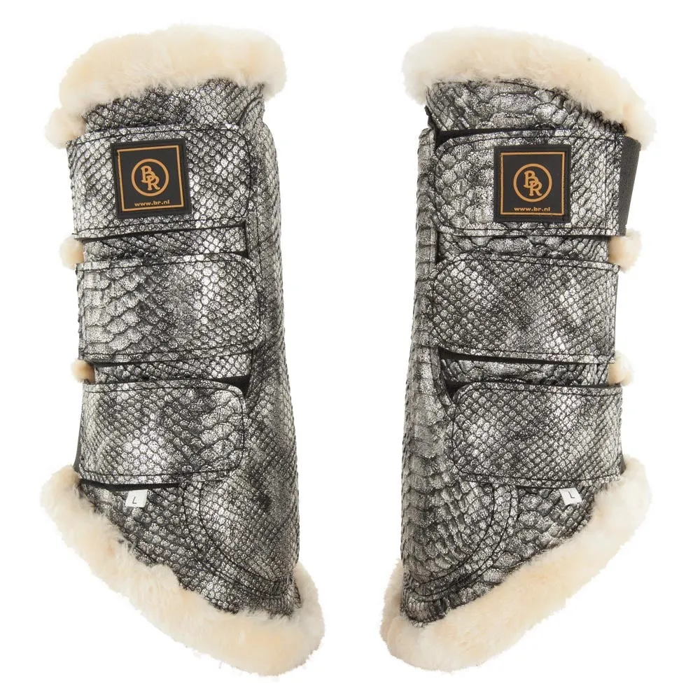 BR majestic shine faux fur silver croc boots- 1 small