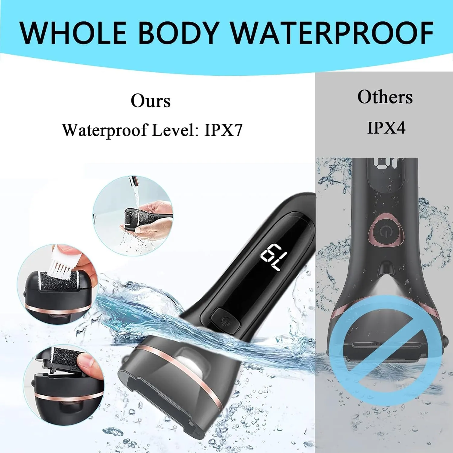 Callus Remover for Feet, 13-In-1 Professional Pedicure Tools Foot Care Kit, Foot Scrubber Electric Feet File Pedi for Hard Cracked Dry Dead Skin, 3 Rollers, 2 Speed, Battery Display (Black)