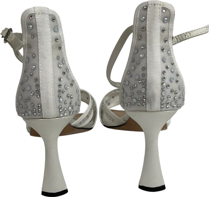 Charles & Keith Blythe Mesh & Satin Embellished Sandals - White UK 4 EU 37 👠