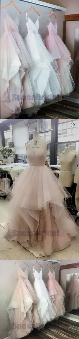 Charming Long Spaghetti Straps Tulle Simple Popular Fashion  Prom Dresses, Prom Gowns For party, PD0582