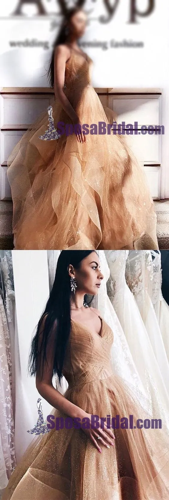Charming Long Spaghetti Straps Tulle Simple Popular Fashion  Prom Dresses, Prom Gowns For party, PD0582