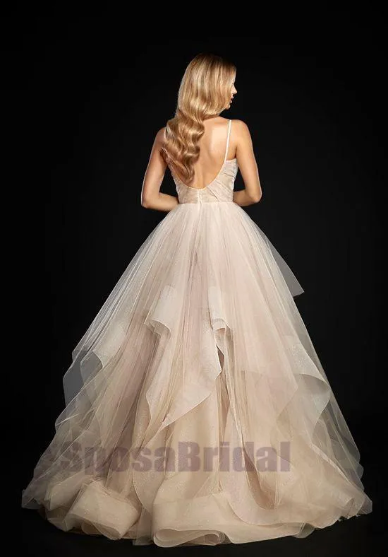 Charming Long Spaghetti Straps Tulle Simple Popular Fashion  Prom Dresses, Prom Gowns For party, PD0582
