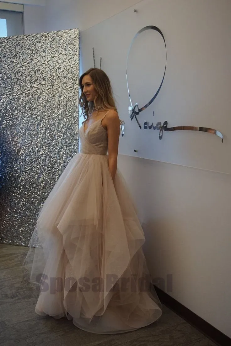 Charming Long Spaghetti Straps Tulle Simple Popular Fashion  Prom Dresses, Prom Gowns For party, PD0582